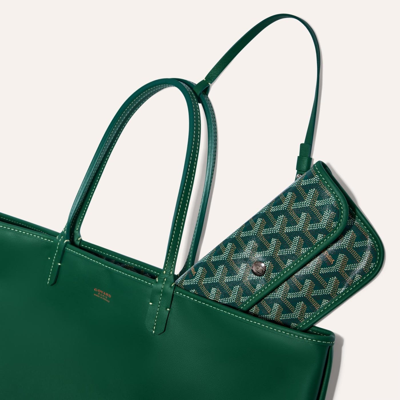 Goyard Goyardine Green Anjou PM Reversible Tote Palladium Hardware - Image 3
